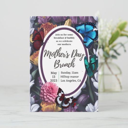 蝶エレガントフローラ母の日招待状 招待状 (スタンド正面)