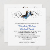 蝶エレガントフローラ渦巻き結婚招待 招待状 (正面/裏面)