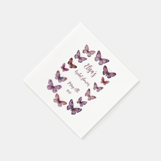 蝶エレガントブライダルシャワーカスタム スタンダードカクテルナプキン (角)