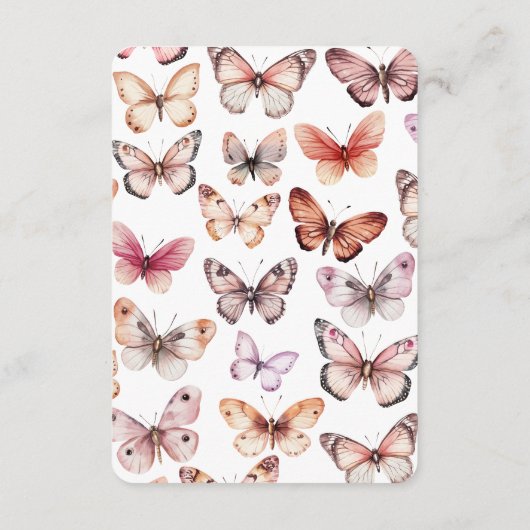 蝶エレガントブライダルシャワーカスタムQRコード エンクロージャーカード (裏面)