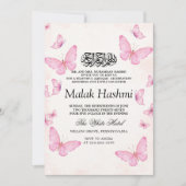 蝶エレガントベビーGirIイスラムAqiqa Aqeeqa 招待状 (正面)