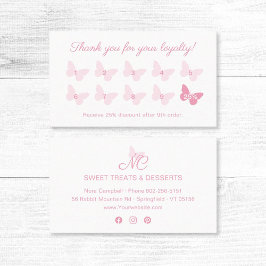 蝶エレガントモノグラムガーリー可愛いベビーピンク ロイヤリティカード