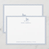 蝶エレガントモノグラムダスティブルーギンガム ノートカード (正面/裏面)