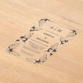 蝶エレガントモノグラム結婚式招待状 アクリル招待状 (レイダウン)