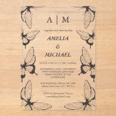 蝶エレガントモノグラム結婚式招待状 アクリル招待状 (正面)