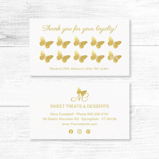 蝶エレガントモノグラム金ゴールドありがとう ロイヤリティカード