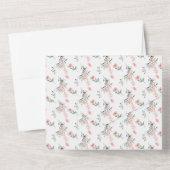 蝶エレガント付きピンクのバラ赤ちゃんシャワー オールインワン招待状 (裏面)