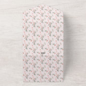 蝶エレガント付きピンクのバラ赤ちゃんシャワー オールインワン招待状 (外側)