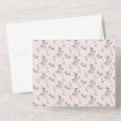 蝶エレガント付きピンクのバラ赤ちゃんシャワー オールインワン招待状 (裏面)