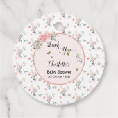 蝶エレガント付きピンクのバラ赤ちゃんシャワー フェイバータグ (裏面)