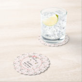 蝶エレガント付きピンクのバラ赤ちゃんシャワー ペーパーコースター (インサイチュ)