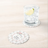 蝶エレガント付きピンクのバラ赤ちゃんシャワー ペーパーコースター (インサイチュ)