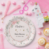 蝶エレガント付きピンクのバラ赤ちゃんシャワー ペーパープレート (パーティー)