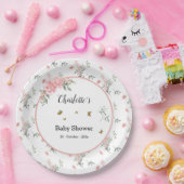 蝶エレガント付きピンクのバラ赤ちゃんシャワー ペーパープレート (パーティー)