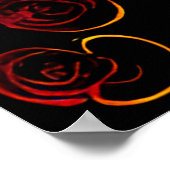 蝶エレガント付き赤いバラ ポスター (角)