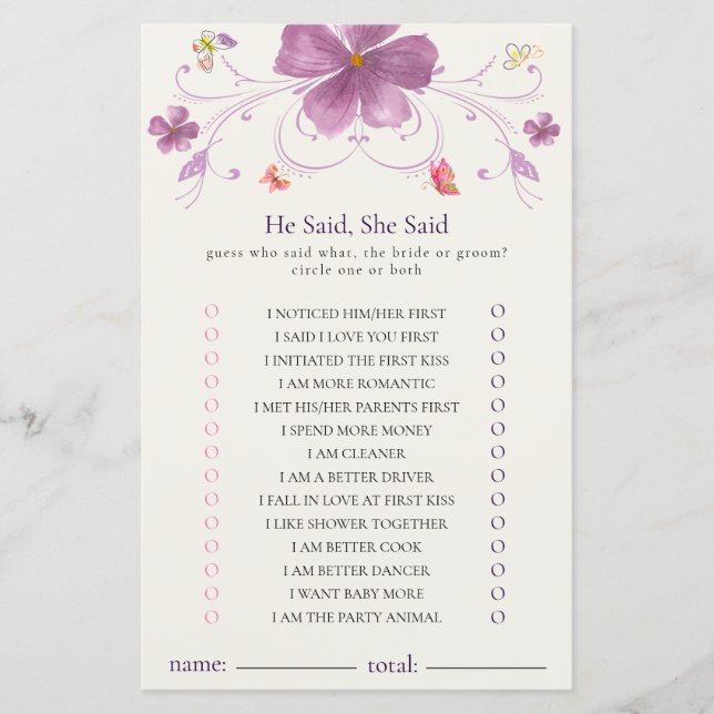 蝶エレガント彼は、彼女はシャワーのゲームを言った (正面)