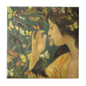 蝶エレガント日本のの美しい女性 タイル (正面)