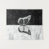 蝶エレガント星白黒昼と夜 タペストリー (正面(横))