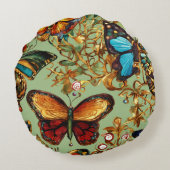 蝶エレガント枕デザイン：自然の美しい ラウンドクッション (裏面)