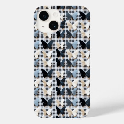 蝶エレガント格子パターン Case-Mate iPhoneケース (裏面)