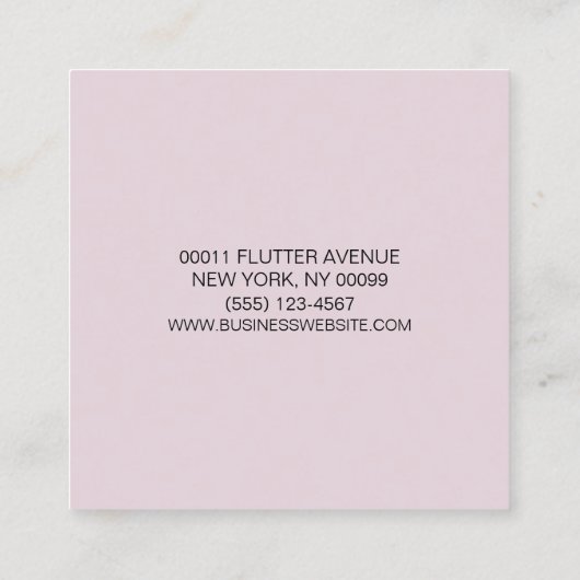 蝶エレガント水色グリッタースパークル スクエア名刺 (裏面)