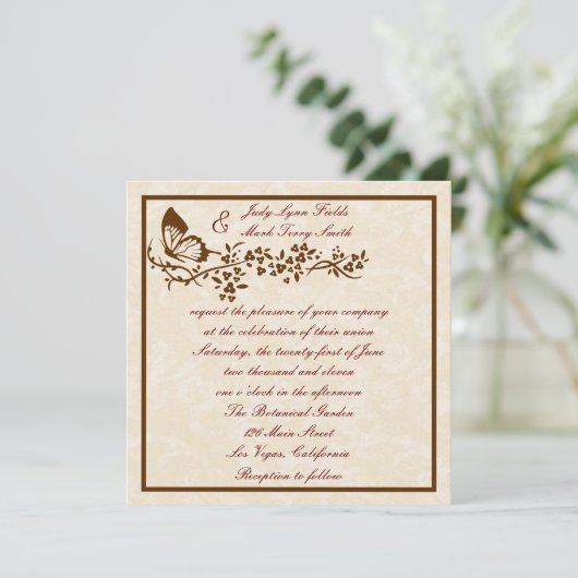 蝶エレガント結婚式招待状 招待状 (スタンド正面)