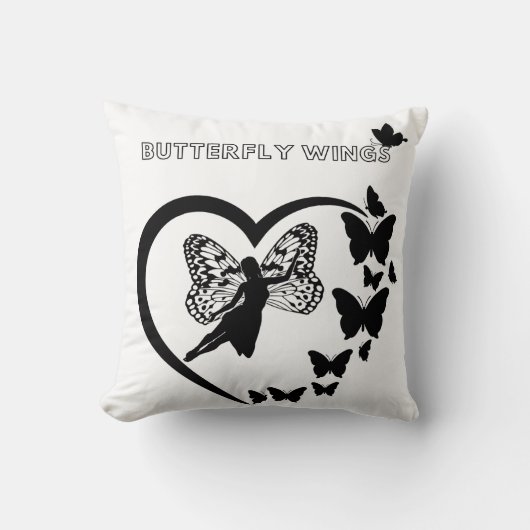 蝶エレガント羽ハート装飾用クッション クッション (正面)