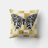 蝶エレガント装飾用クッションブラック クッション (裏面)