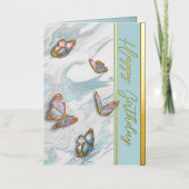 蝶エレガント誕生日箔挨拶カード 箔グリーティングカード (正面)