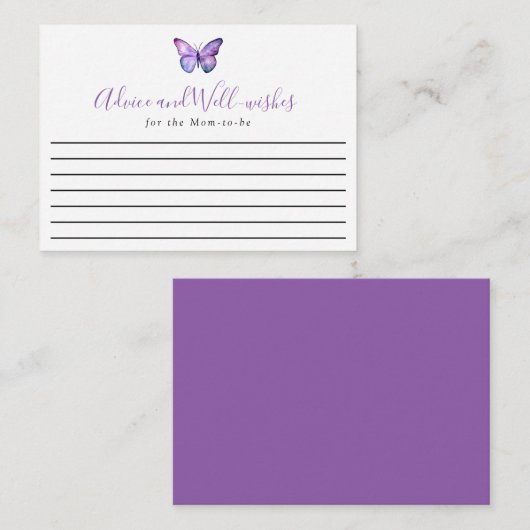 蝶エレガント赤ちゃんシャワーアドバイスお願い エンクロージャーカード (正面/裏面)