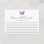 蝶エレガント赤ちゃんシャワーアドバイスお願い エンクロージャーカード (正面)