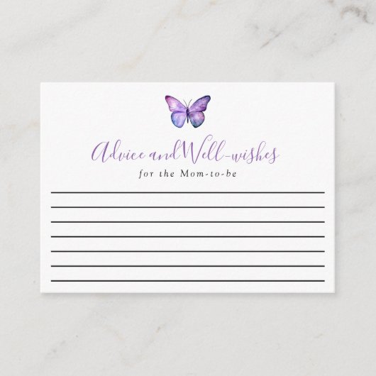 蝶エレガント赤ちゃんシャワーアドバイスお願い エンクロージャーカード (正面)