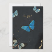 蝶エレガント金ゴールドブラック大人誕生日 招待状 (裏面)