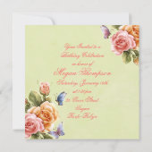 蝶エレガント&バラ誕生日招待状 招待状 (裏面)