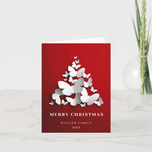 蝶エレガント（昆虫）オオカバマダラ、モナーククリスマスツリーグリーティング シーズンカード (正面)