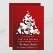 蝶エレガント（昆虫）オオカバマダラ、モナーククリスマスホリデーブランチ 招待状 (正面/裏面)