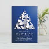 蝶エレガント（昆虫）オオカバマダラ、モナーククリスマスホリデーブランチ 招待状 (スタンド正面)