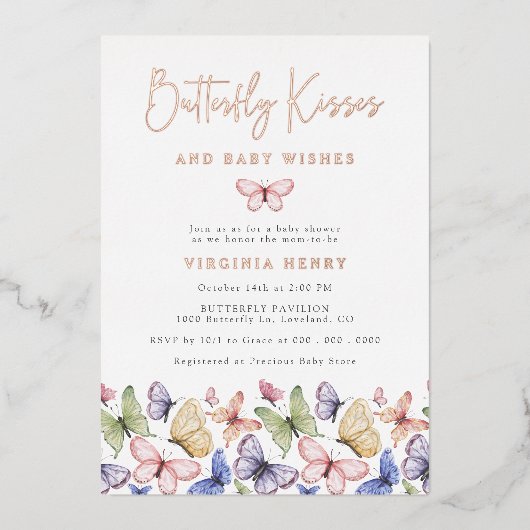 蝶エレガント 箔招待状 (正面)