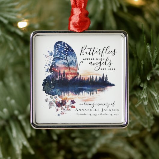蝶エンジェル引用文メモリアル メタルオーナメント (ツリー)