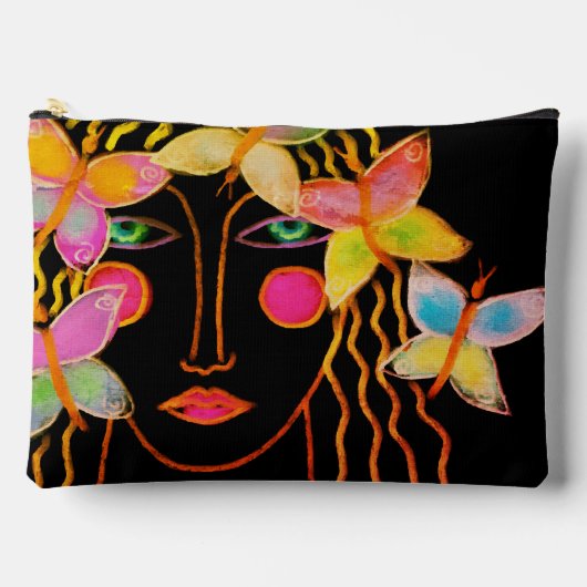 蝶オリジナル抽象芸術アート アクセサリーポーチ (正面)