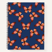 蝶オレンジピンクブラックパターン ノートブック (正面)