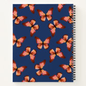 蝶オレンジピンクブラックパターン ノートブック (裏面)