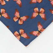 蝶オレンジピンクブラックパターン フリースブランケット (角)