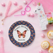 蝶オレンジピンクブラックパターン