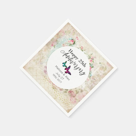 蝶オンみすぼらしいヴィンテージコラージュ記念日 スタンダードカクテルナプキン (角)