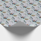 蝶オンアジサイのシアン背景 ラッピングペーパー (角)