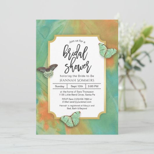 蝶オンサウスウエストカラーズブライダルシャワー 招待状 (スタンド正面)