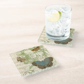 蝶オンシート音楽フローラデザイン ガラスコースター (アングル)