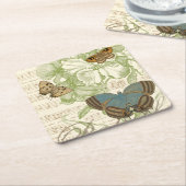 蝶オンシート音楽フローラデザイン スクエアペーパーコースター (アングル)