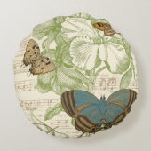 蝶オンシート音楽フローラデザイン ラウンドクッション (裏面)